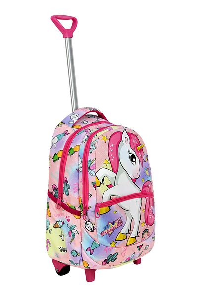 Çanta Trend Set școlar din 3 piese cu racletă, geantă pentru școală primară cu model unicorn + cutie de prânz + suport pentru stilou