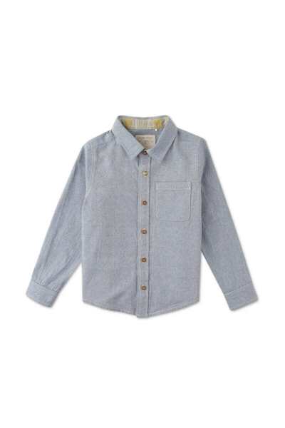 Gingersnaps Boys' Long Sleeve Solid Polo Shirt with Front Buttons