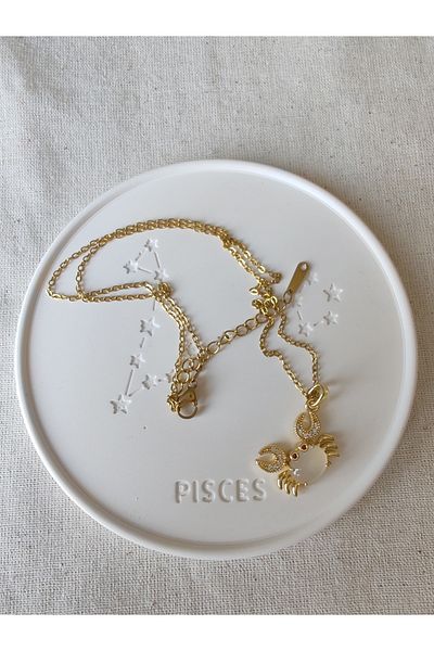 İLKYAZ Accessories Crab Zircon Stone Minimal Steel Necklace