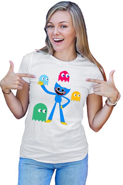 OEM Tricou dama Huggy Wuggy Pac Man Ghost NPC Horror Game