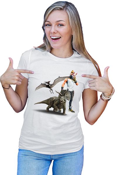 OEM Tricou dama Jurassic Park Pteranodon Velociraptor Fortnite