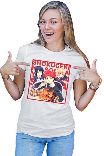 OEM Women's T-shirt Food Wars Souma Megumi Erica Trio Anime Cook