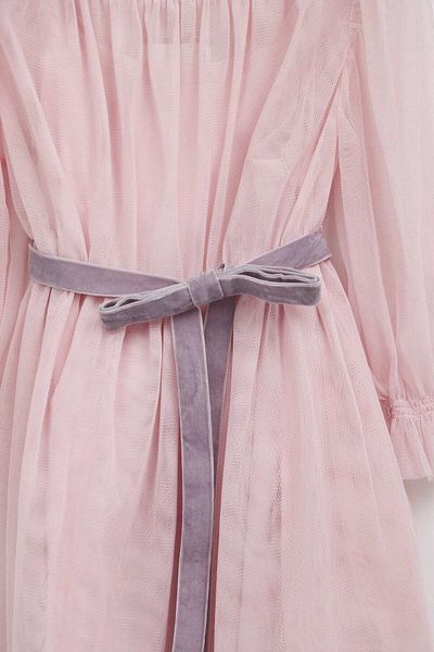 Gingersnaps Girls' Long Dress with Waist Belt and Long Sleeves