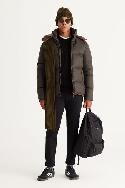 AC&Co / Altınyıldız Classics Men's Brown Standard Fit Regular Cut Hooded Coat
