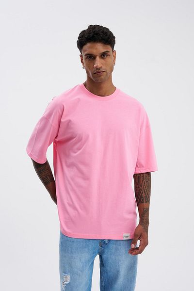 Machinist Tricou oversize pentru bărbați Basic Super din bumbac roz prăjitură