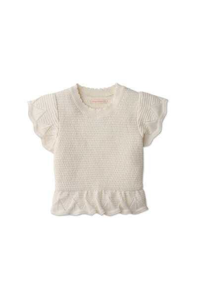 Gingersnaps Girls' Short Sleeve Plain Off-White Blouse