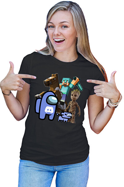 OEM Tricou dama Among Discord Baby Groot Minecraft Diamond Sword