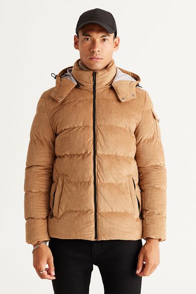 AC&Co / Altınyıldız Classics Men's Beige Standard Fit Regular Cut Hooded Coat