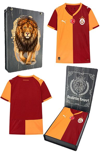 Galatasaray Original 2025/26 Piece New Season Jersey Lion Printed Gift Wooden Box