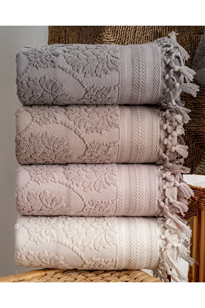 Hazangülü Buldan Production Dowry Deluxe Jacquard Harem 4-Piece Hand/Face Towel I 50X90