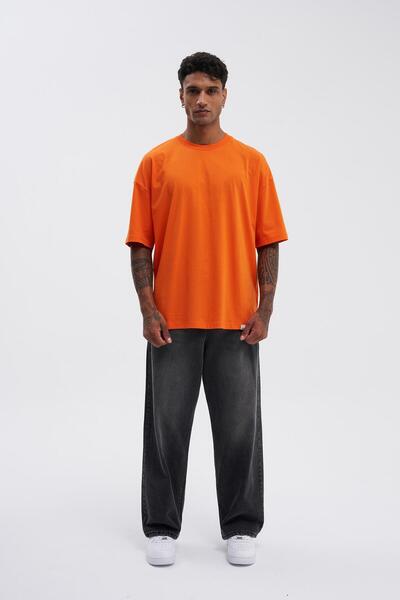 Machinist Erkek Basic Super Pamuklu Oversize Orange Tişört