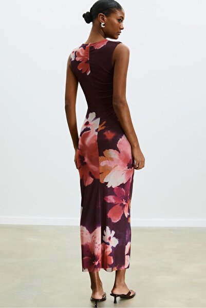 Stradivarius Printed tulle midi dress