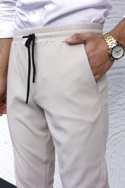 hello7 Men's Slim Fit Seersucker Fabric Straight Leg Stretchy Jogger Pants