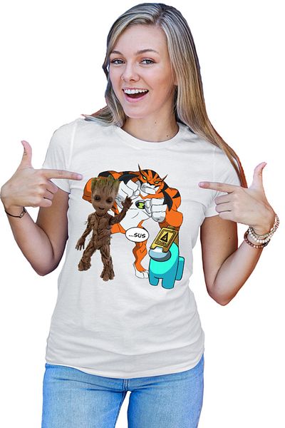 OEM Baby Groot Ben 10 Huge Cat Among Us Women's T-Shirt Top