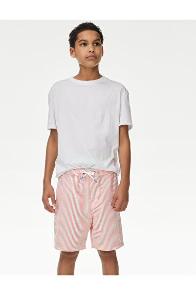 Marks & Spencer Pamuk Karışımlı Çizgili Deniz Şortu (6-16 Yaş)