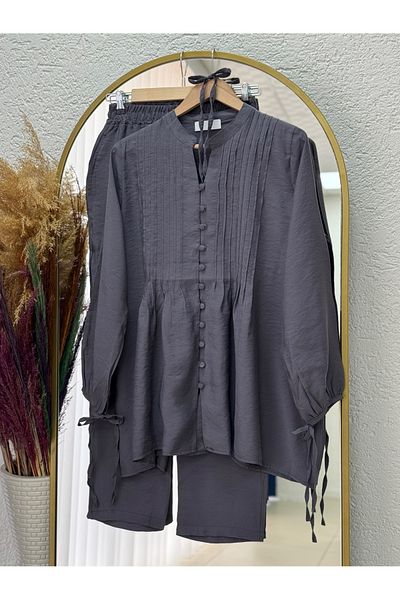 MİHRA STORE Tiredra Ribbed Stitching Detailed Suit-Eu2800-Mf563 Anthracite