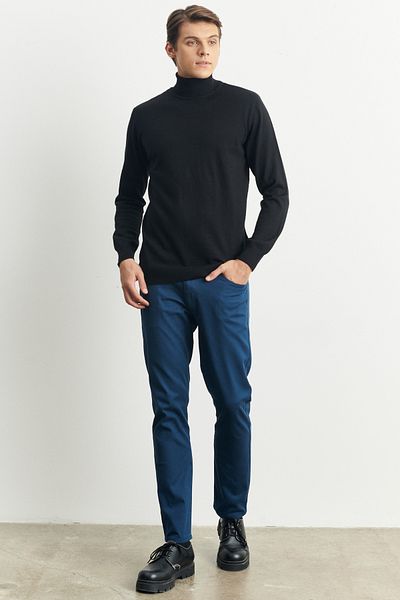 AC&Co / Altınyıldız Classics Men's Black Standard Fit Regular Cut Full Turtleneck Wool Knitwear Sweater