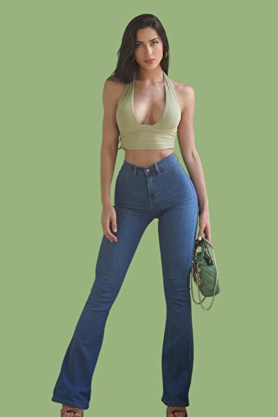 byhaziran butik Τζιν Colette μεσαίο μπλε ψηλόμεσο Flare