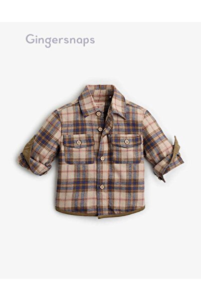 Gingersnaps قميص أولاد بأكمام قصيرة وأزرار مضلعة