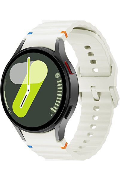 UnDePlus Samsung Galaxy Watch 4 5 6 7 FE 40 44 Classic 42 43 46 47 mm Kordon Dekoratif Örgü Çizgili Spor Sili