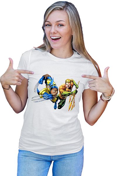 OEM Tricou dama Aquaman Wolverine Superhero Super Powers Wolf Cartoons DC