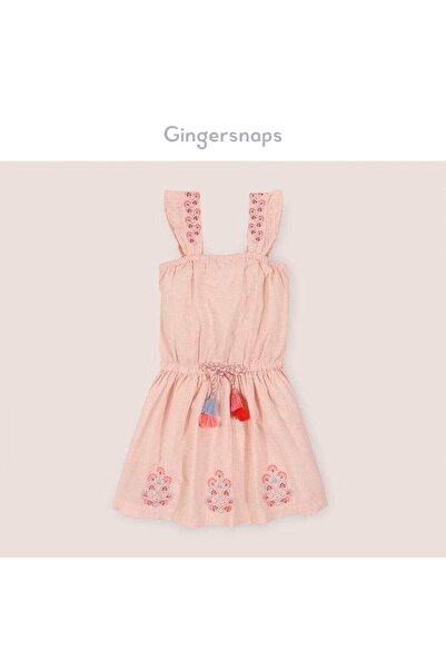 Gingersnaps فستان بناتي بحزام عريض ورباط حول الخصر