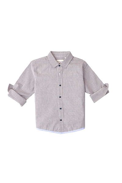 Gingersnaps Boys' Long Sleeve Checkered Polo Shirt with Front Buttons