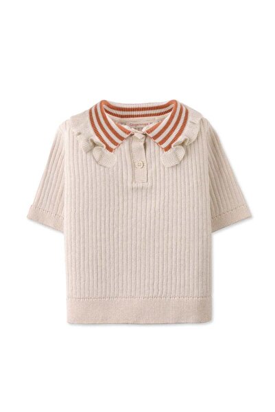 Gingersnaps بلوزة بناتية مضلعة بأزرار أمامية وأكمام قصيرة