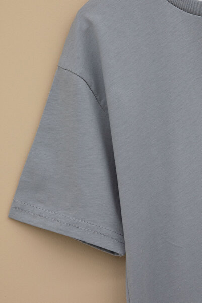 Cansın Mini Smoked Skateboard Printed Text Boys Crew Neck T-Shirt 20919