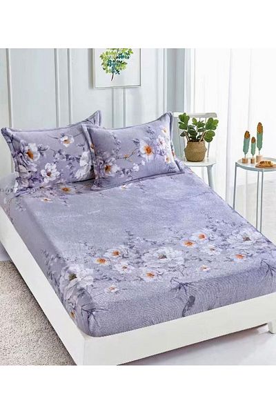 trendyhome Cocolino Bed Cover, 180 x 200 cm, Flowers, Lilac, J18051