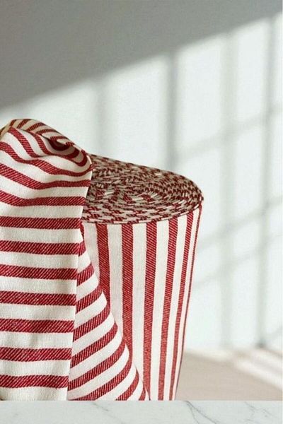 Shulet Collection Striped Linen Fabric - Red Washed Striped Linen 100x230 cm