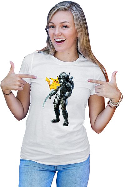 OEM Tricou dama Predator Vs Alien Pikachu Pokemon Mania