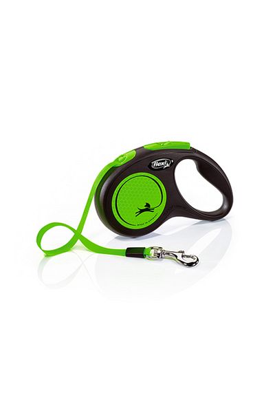 Flexi Neon Reflective Strip Automatic Dog Walking Collar Small Green 5 Mt