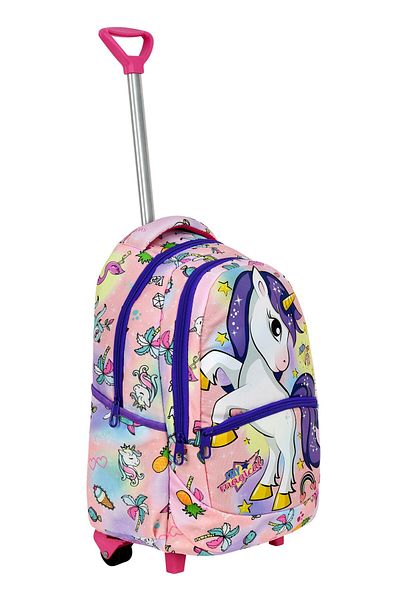 Çanta Trend Set școlar din 3 piese cu racletă, geantă pentru școală primară cu model unicorn + cutie de prânz + suport pentru stilou