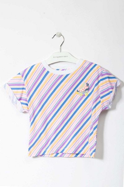 Gingersnaps Girls' Short Sleeve Wavy Striped T-Shirt