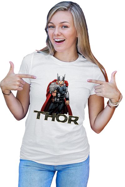 OEM Tricou dama Thor Logo Hammer Avangers Universe Hero Gods Earth