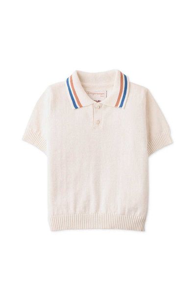 Gingersnaps Boys' Solid Polo T-Shirt with Striped Collar, Short Sleeve