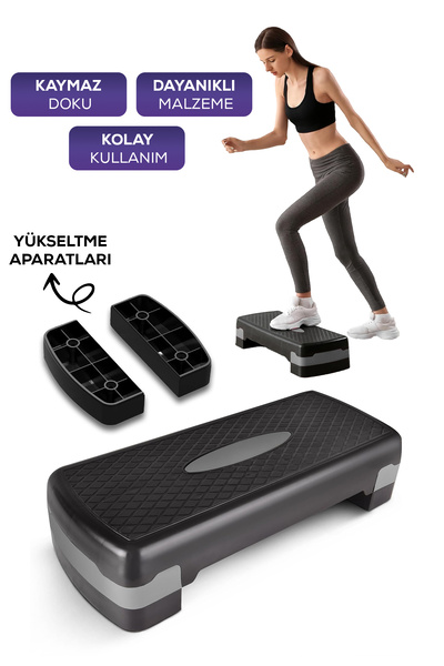 ALFAGİFT Çok Amaçlı Step Tahtası Kaymaz Yüzeyli Fitness Egzersiz Aleti Yükseltme Aparatlı