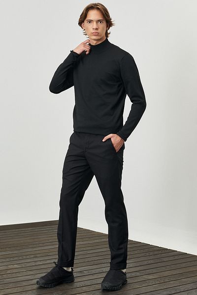 AC&Co / Altınyıldız Classics Men's Black Standard Fit Regular Cut Half Turtleneck Knitwear Sweater