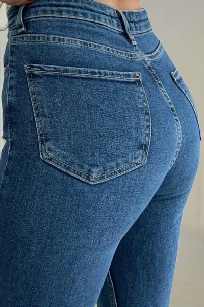 byhaziran butik Lorra Women's High Waist Medium Blue Flare Jeans