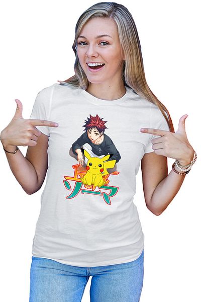 OEM Tricou dama Food Wars Soma Pikachu Sit Pet Japan
