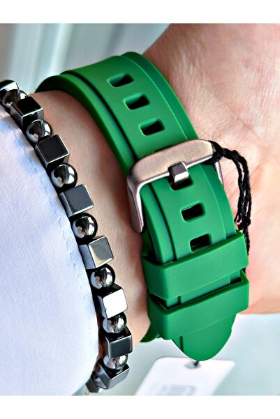 Ferrucci Function Green Dial Calendar Square Green Silicone Men's Watch