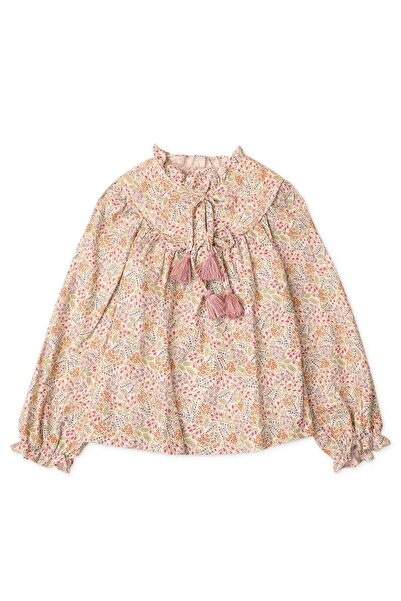 Gingersnaps بلوزة زهرية بأكمام طويلة للبنات