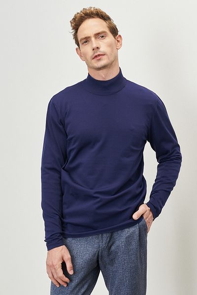 AC&Co / Altınyıldız Classics Men's Navy Blue Standard Fit Normal Cut Half Turtleneck Knitwear Sweater