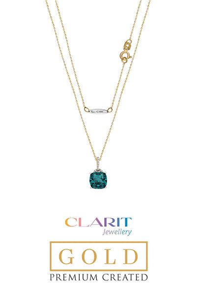 So CHIC... Created Paraiba Taşlı Clarit Serisi 14 Ayar Sarı Altın Kolye