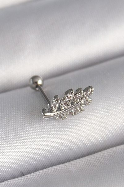 CONAHOME 316L Steel Silver Color Zircon Stone Branch Tragus Piercing - Tj-Pr1259