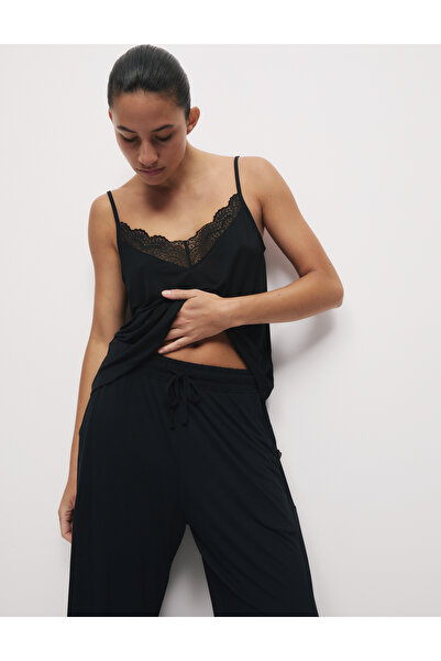 Marks & Spencer Dantel Detaylı Geniş Paça Pijama Altı