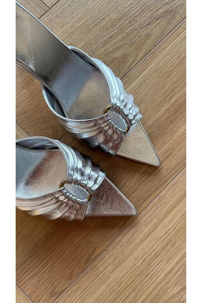Eataly Shoes Pointed Toe Silver Heeled Shoes