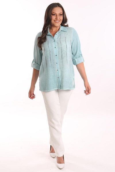 Metpoint Cămașă lavabilă Trend42plus Plus Size Mint Stone Printed Tie Dye