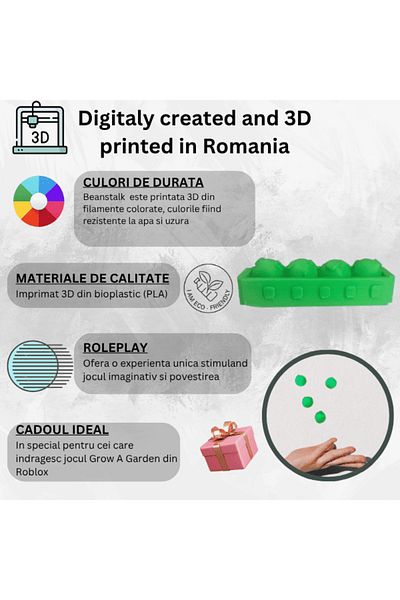 Lulu's Prints Beanstalk fruit figurine from Grow a Garden, Roblox, multicolor, plastic, 3D printed, 80x23x30 mm